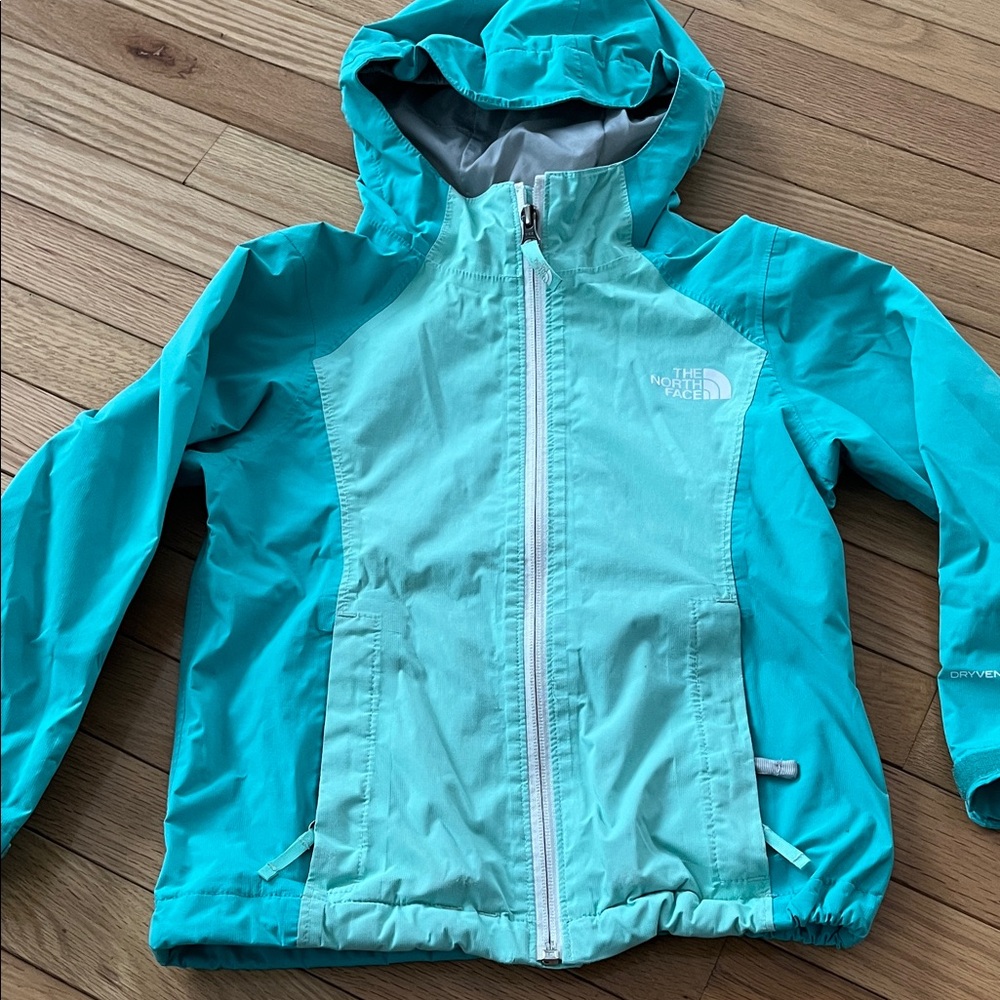 The North Face Aqua and Light Blue Hooded Jacket